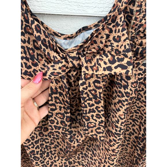 Leopard Print Ruffle Sleeve Blouse – Size L - Picture 5 of 7